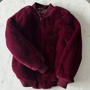 Say What? Deep Red Faux Fur Jacket